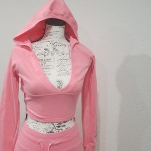 New Bebe 2pc coral pink hoodie &lounge pants  xs/s Y2K vintage 2000